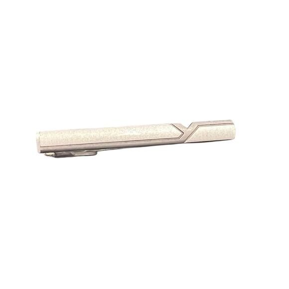 Ysl Men's Silver Tie Bar Clip Brushed Finish Designer Formal Accessory